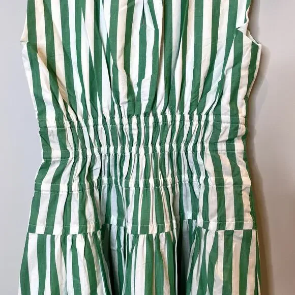 J.Crew Hyacinth Dress Striped Cotton Poplin Smocked Holiday CI932 Bright Clover - Picture 10 of 14